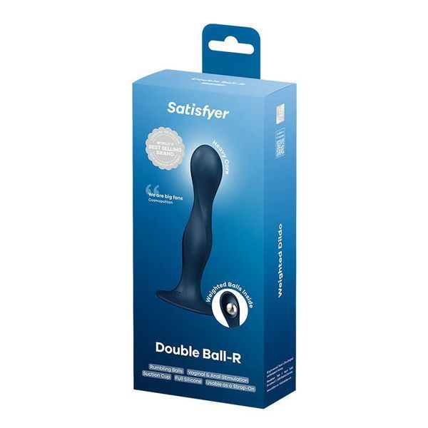 Дилдо Satisfyer Double Ball-R Dark Blue, унісекс, рухомі кульки всередині, на присосці SO8773 фото
